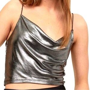 H&M | Silver Metallic women's top